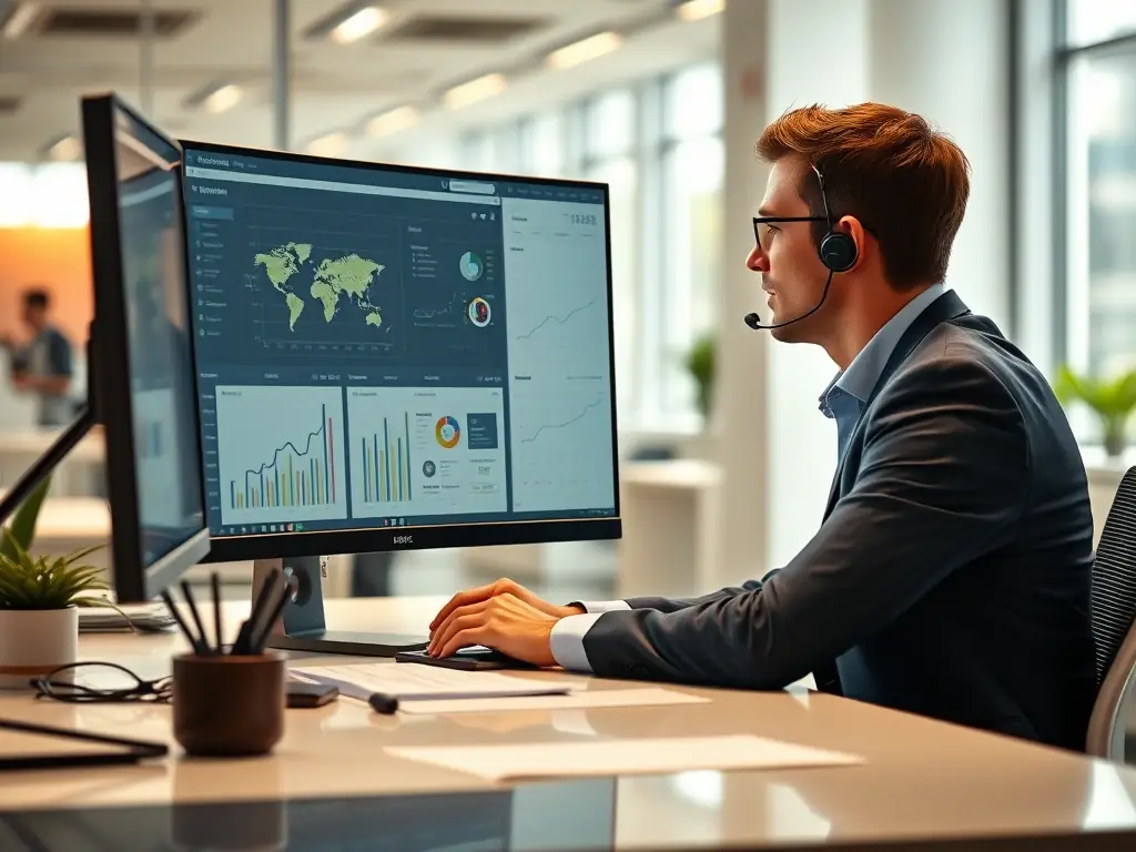 A recruiter reviewing resumes and conducting interviews in a bright and modern office, representing Asspire Recruitment Services' dedication to finding the best talent for industry-specific roles.