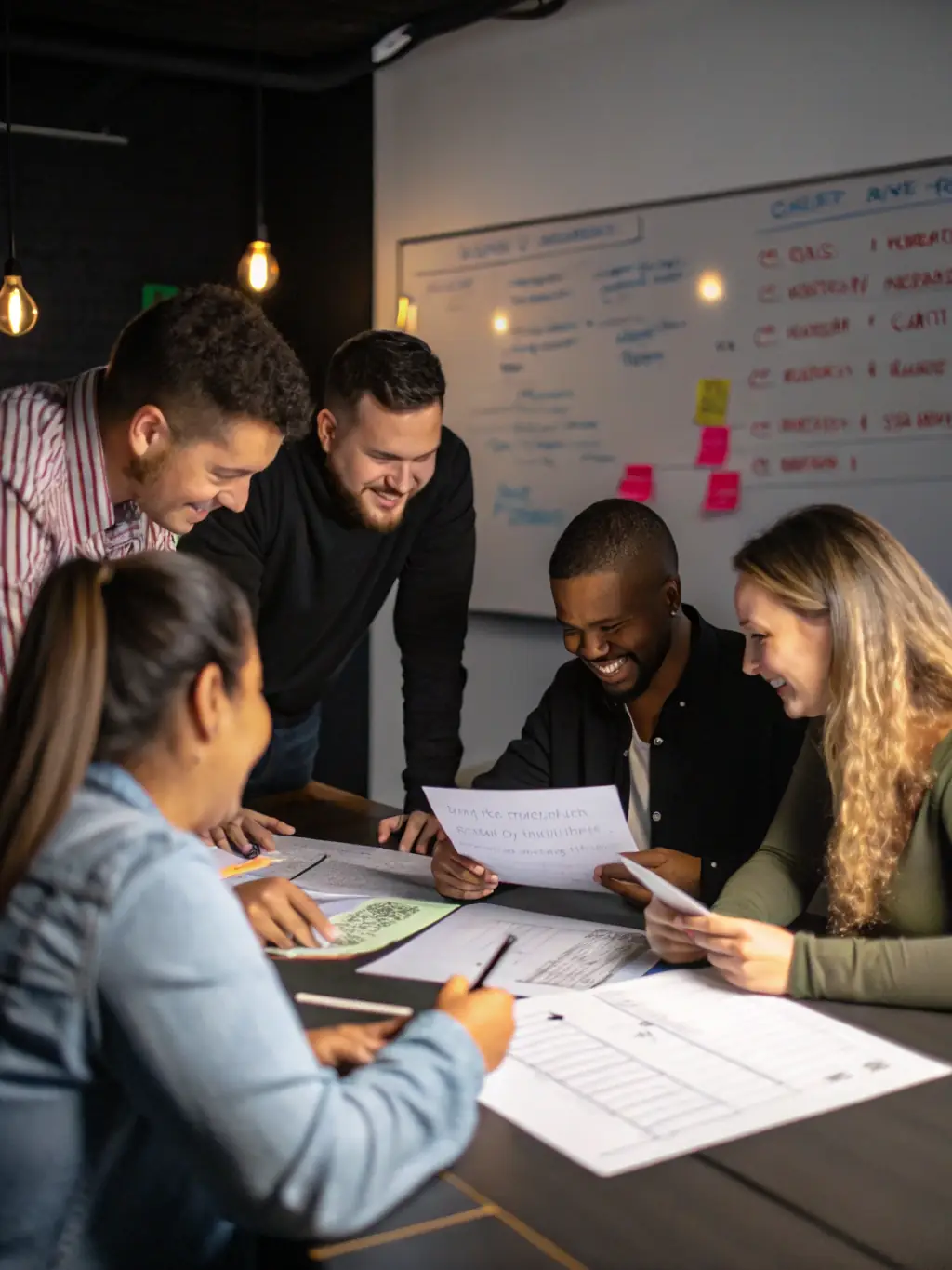 A team of recruiters collaborating and analyzing candidate profiles, emphasizing the importance of teamwork in finding the right fit.